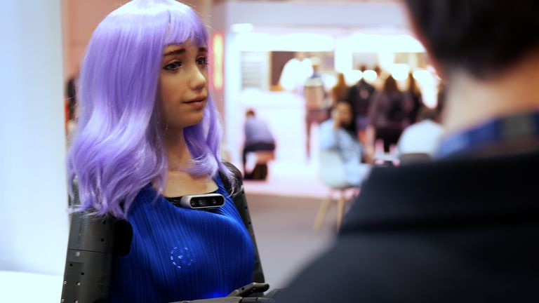 Desdemona, a humanoid AI robot musician, attended Web Summit