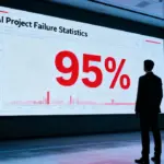 Corporate meeting reviewing MIT study on 95% AI project failure rate